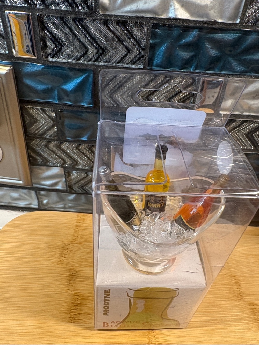 Clear Acrylic Ice Bucket with Mini Bottle Accents - Clear